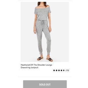 Express Heathered Off The Shoulder Jumpsuit XL